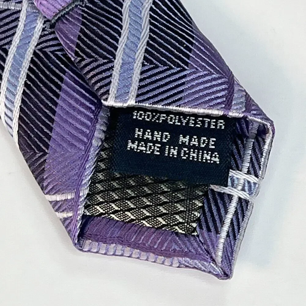 Bill Blass Essentials Tartan Plaid Print Mens Neck Tie Purple Grey